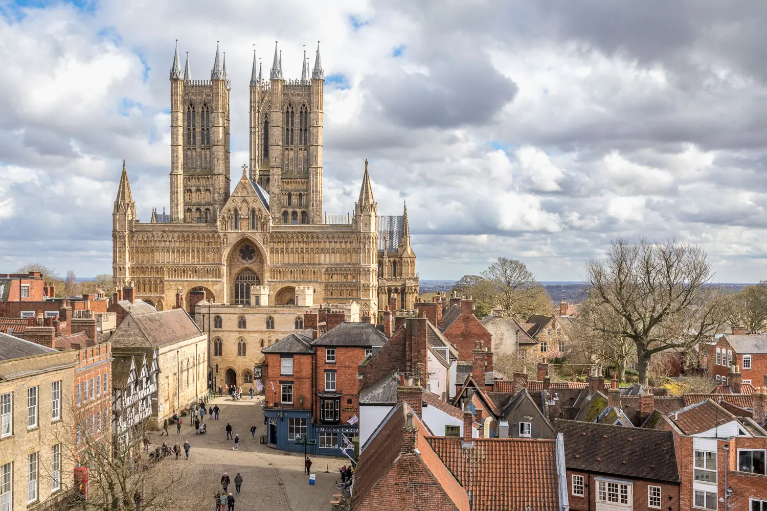 Magnificent Lincoln Cathedral towering over the historic city