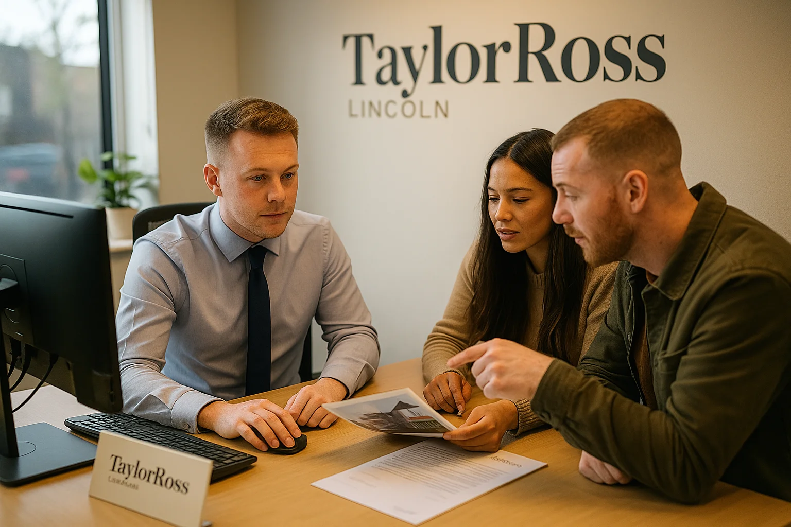 Professional consultation at Taylor Ross Lettings office with expert agents helping clients